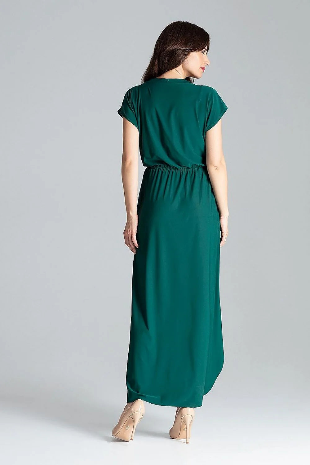 Robe de cocktail Lenitif longue manches kimono taille élastique fente devant femme élégance soirée