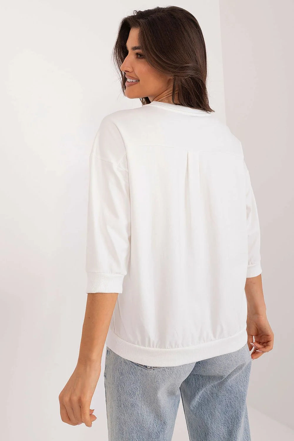 Chemisier Relevance féminin style décontracté coupe ample tissu lisse��品質颜色白色 longueur standard manches longues ajustées encolure ronde logo graphique