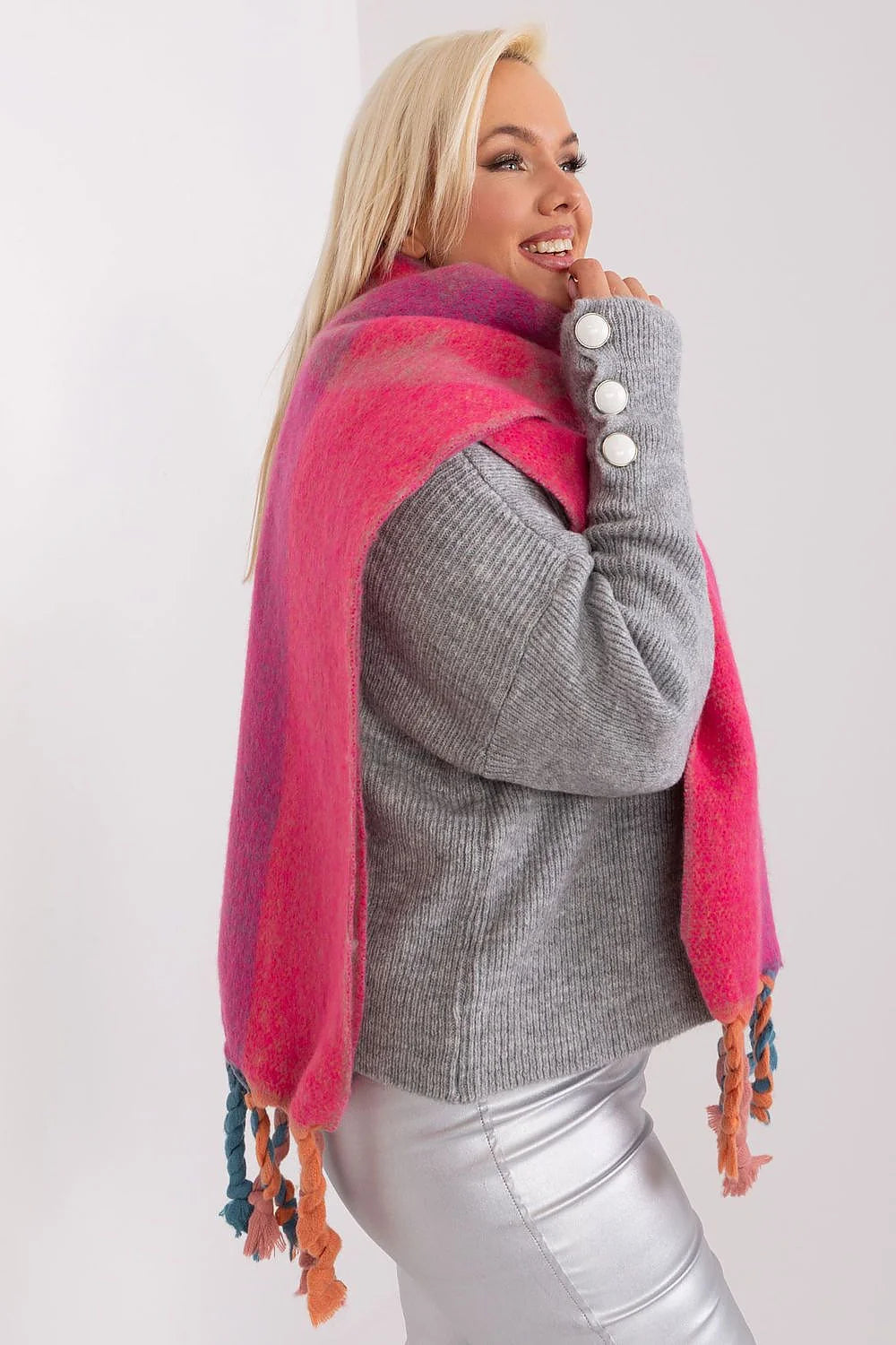 Écharpe automne-hiver pour femmes longue couleurs vives franges torsadées polyester résistant chic et décontractée