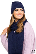Châle Kamea écharpe élégante pour femme bleu marine motif côtelé材料 laine acrylique fil argenté chaleur confort