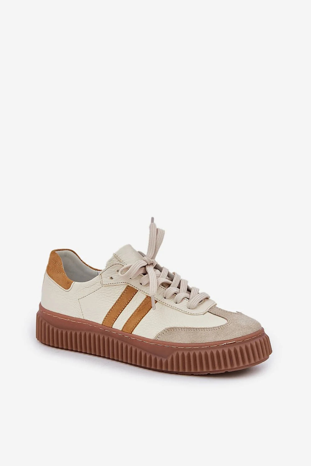 Chaussures de sport pour femme en cuir naturel basse à lacets style urbain élégant confort tout le jour