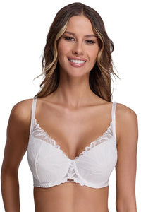 Soutien-gorge féminin élégant brodé dentelle blanche push-up balconnet armatures ajustables coussinets rembourrés confort femmes