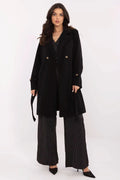 Manteau Italy Moda élégant pour femme rayures fines noir et blanc polyester doublé occasionnels