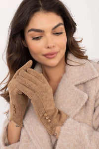 Gants élégants pour femmes en matériau doux et isolant hiver automne design classique boutons décoratifs fleur brodée
