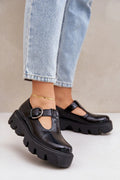 Chaussures plates Mary Jane basses femme style audacieux cuir verni noir semelle épaisse plateforme ajustement parfait