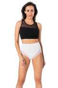Ensemble athlétique féminin haut et culotte taille haute maille transparente polyester elastane sport mode femme