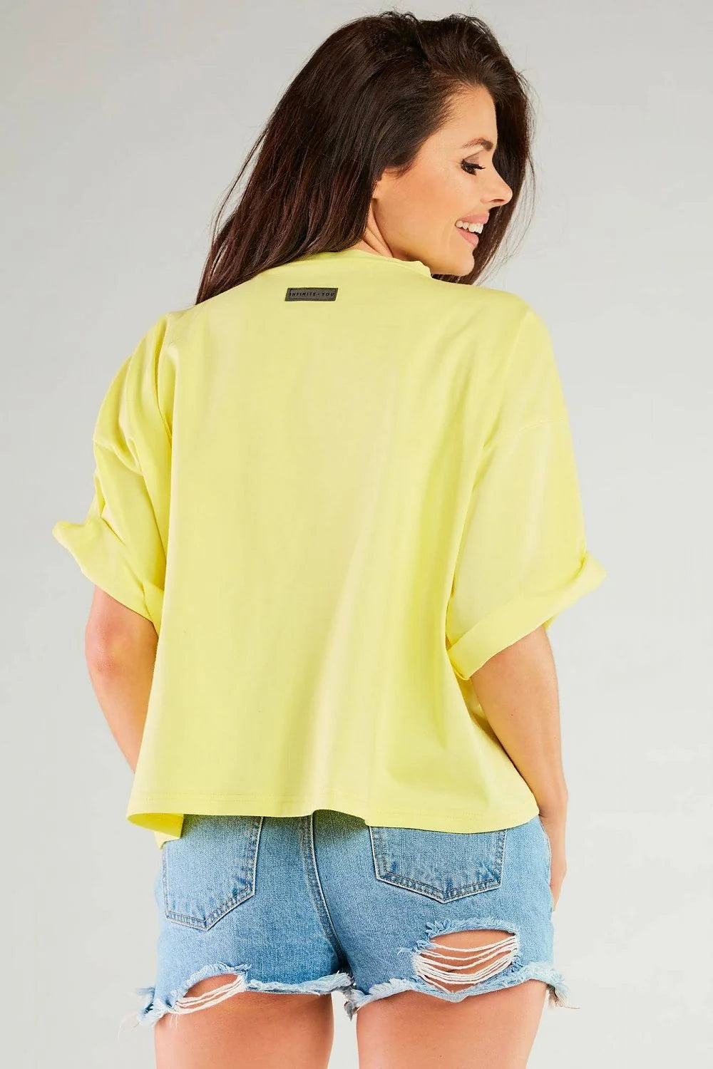 chemisier oversize ample boxy col rond manches courtes tombantes coton lycra léger fluide longueur hanche estival coloré femme pologne