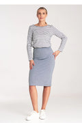 Robe de jour rayée marine femme manches longues jersey coton elastane taille élastique buste ajustable
