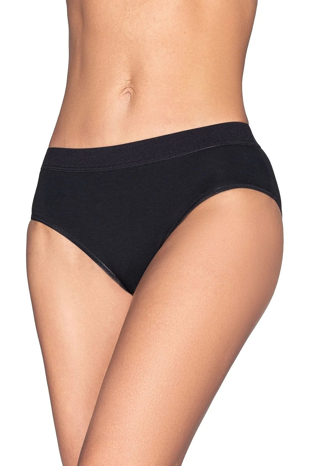 lot trois culottes coton jersey extensible noir taille mi haute couvrante slip classique bande élastique large maintien confortable quotidien polonais