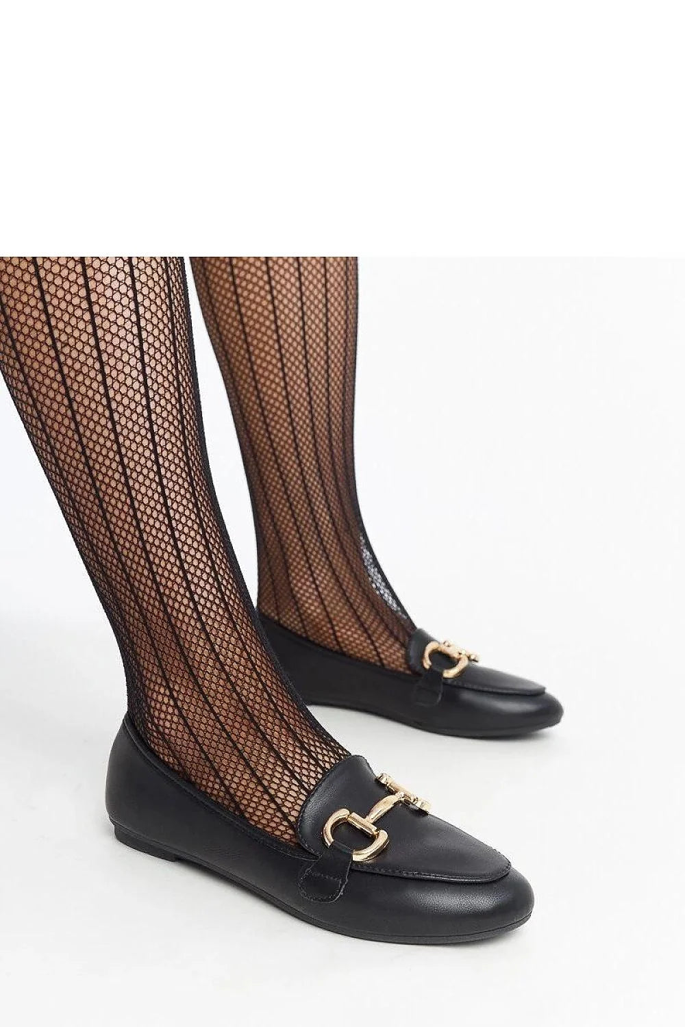Moccasins pour femmes classiques élégants noir simili cuir doré bout arrondi coupe basse occasion quotidienne et formelle