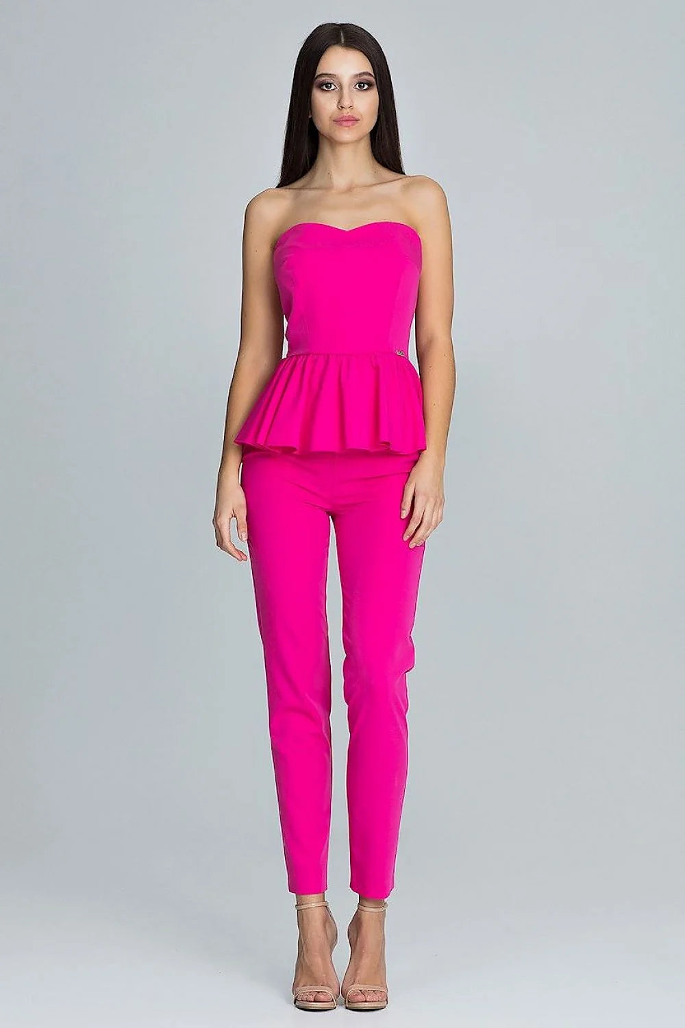 Ensemble bustier pantalon noir élégant chic moderne tissu uni idéal soirées femme mode tendance