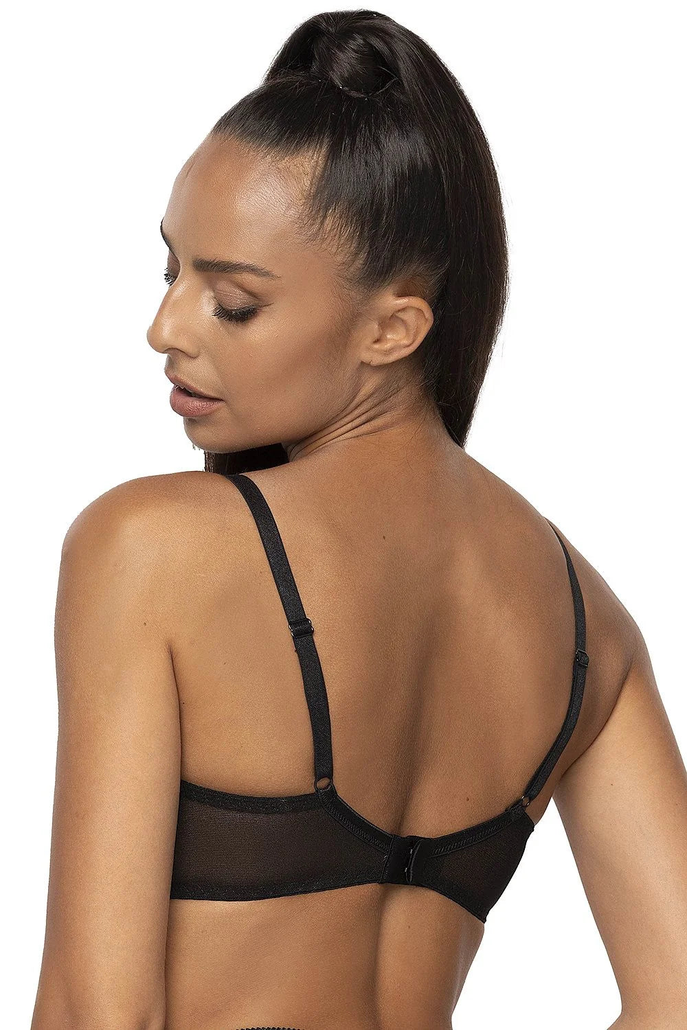 Soutien-gorge femme dentelle noire maille tulle balconnet armatures bretelles ajustables décolleté élégant occasion spéciale quotidien