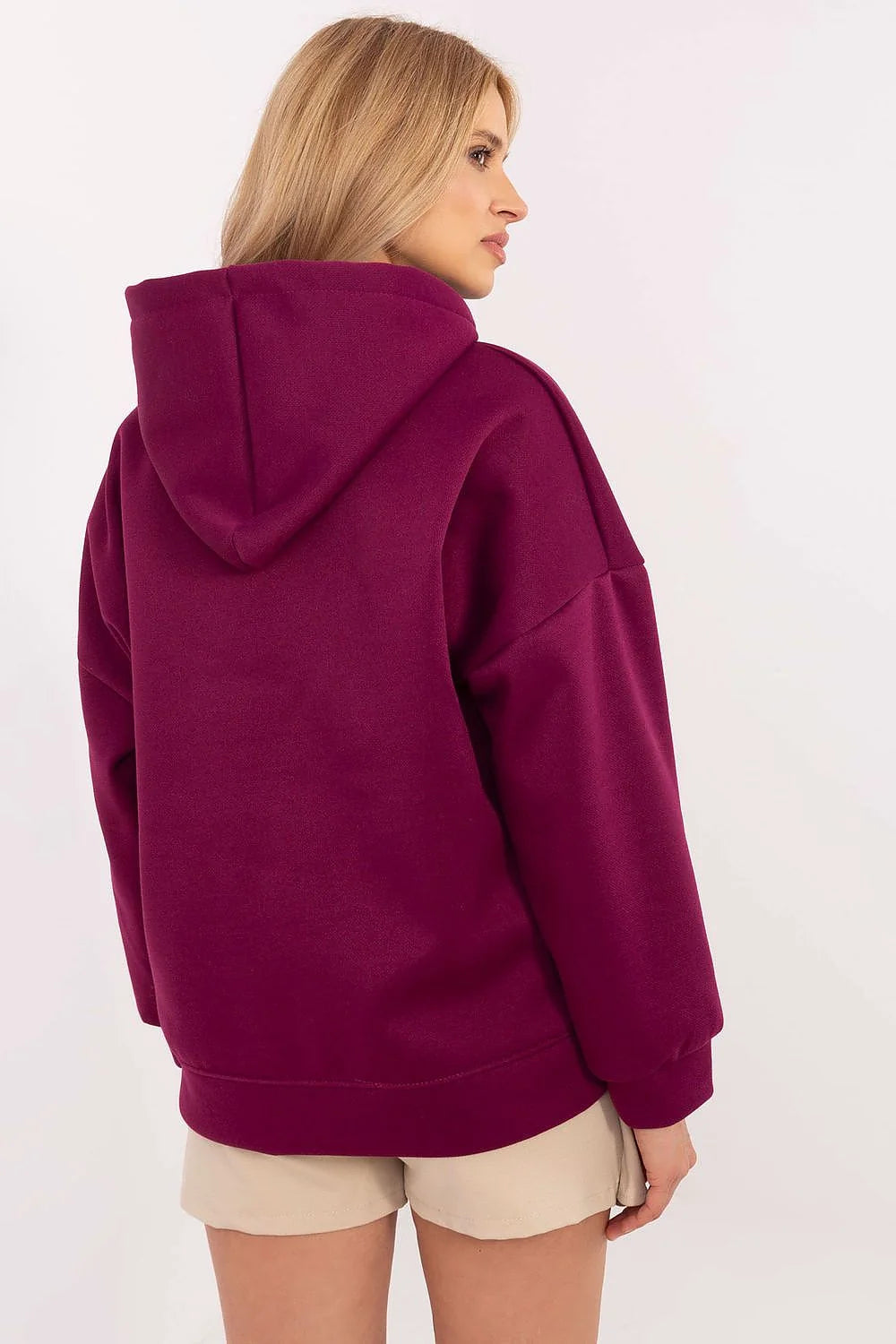 Sweatshirt Femme Casual Playful Design Écru Patch Ours Embroidery Oversized Drop Shoulder Longue Manches Côtelé