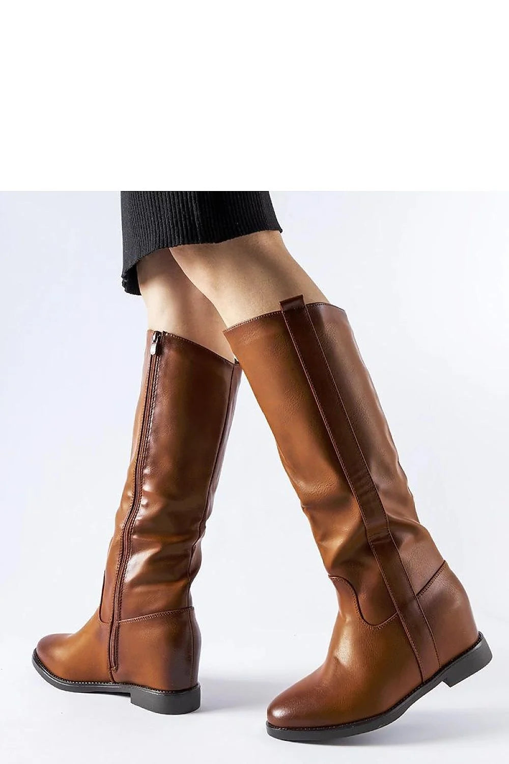 Bottes cothurnes Solea en cuir marron élégantes talon caché fermure éclair cavalier hiver automne femmes