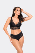 Ensemble lingerie féminine Bralette sans armatures dentelle florale noire Culotte classique taille mi-hautedentelle noire BBL 194 Babell
