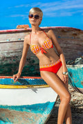 Maillot de bain deux pièces Ewlon bikini triangle géométrique polyester elastane plage vacances femmes mode estivale