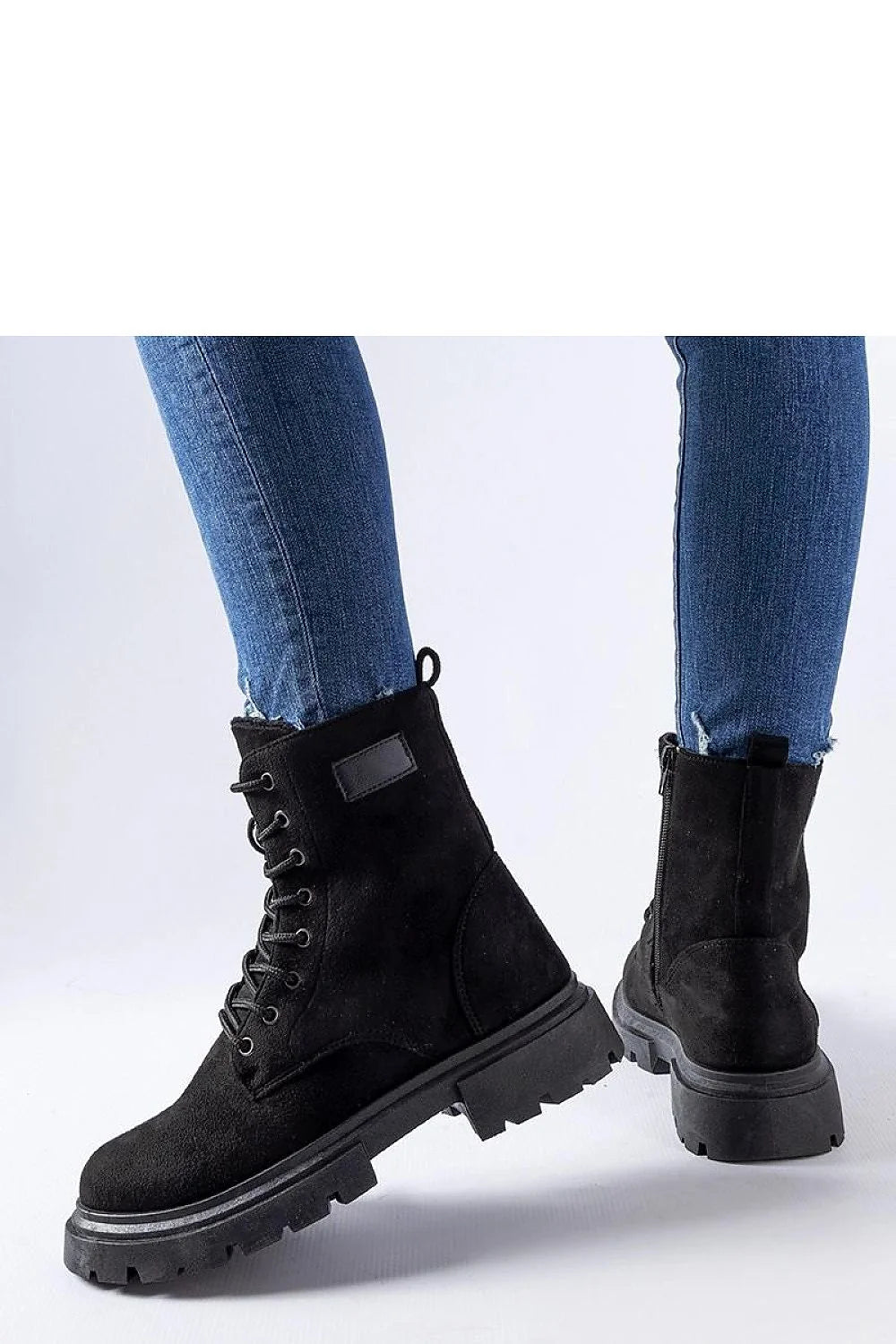 Bottes trappeur femmes suédé noir fermeture éclair lacets haute cheville confort style urbain moderne