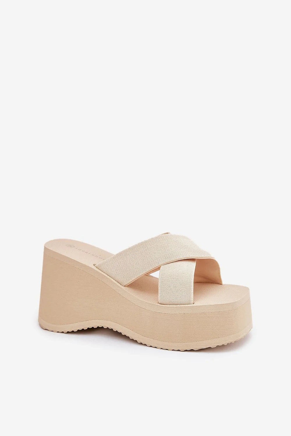 sandales plates femmes plateforme haute 10cm compensées tissu trame respirant brides croisées réglables bout ouvert semelle antidérapante légère confortable beige