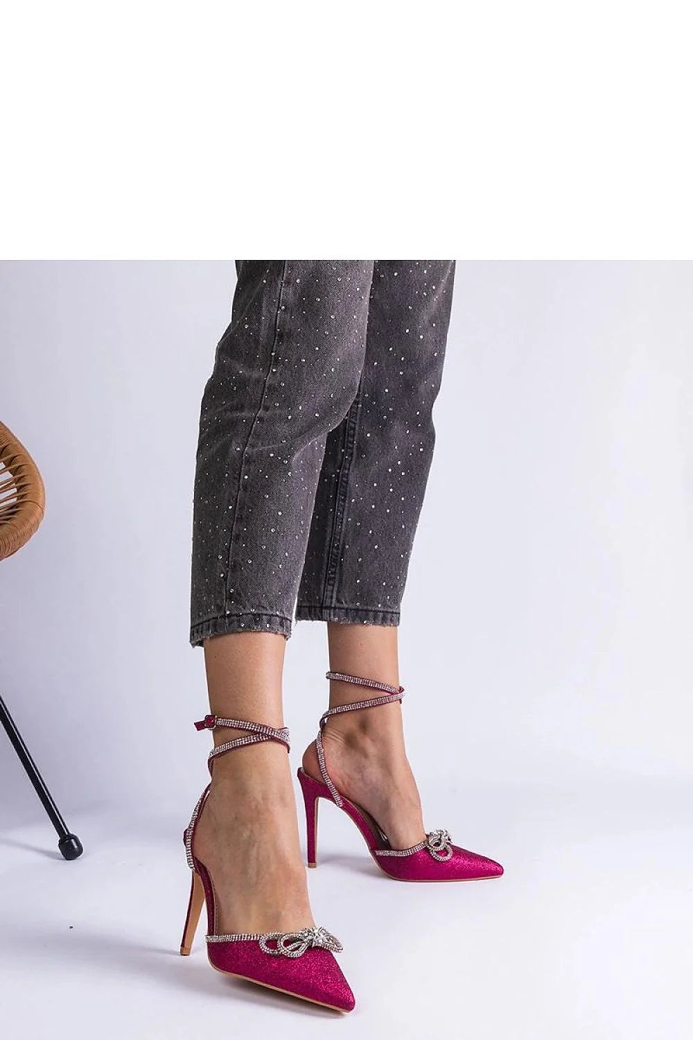 Escarpins à talons hauts Solea élégants design raffiné rose vif strass cristaux bride talons aiguilles occasion spéciale femmes