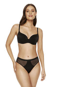 Soutien-gorge rembourré Gorteks en noir tissu gaufré mousse corsetée coton OEKO-TEX baleines latérales stabilisantes