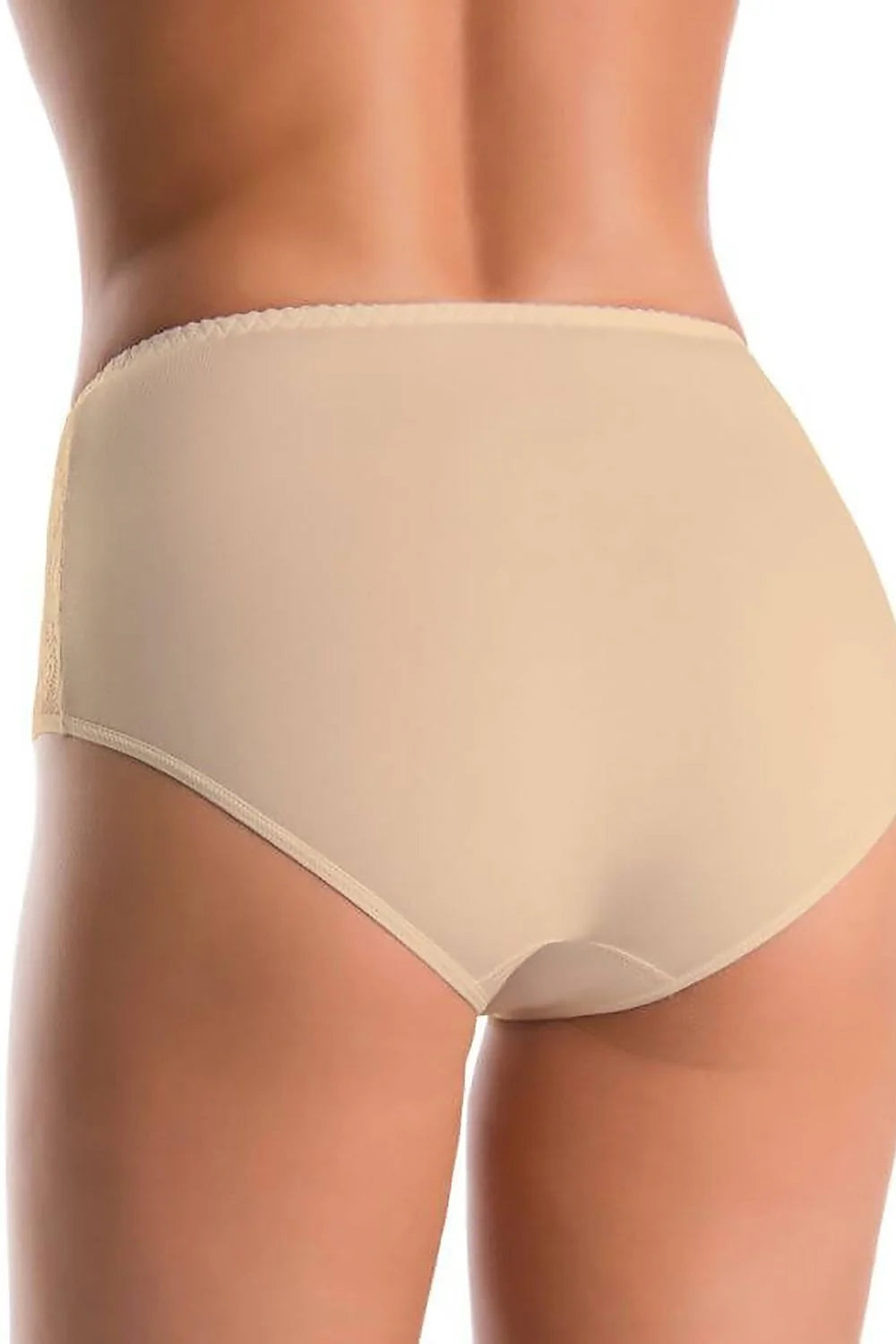 Ensemble de culottes pour femmes taille haute en coton avec dentelle latérale beige élégant