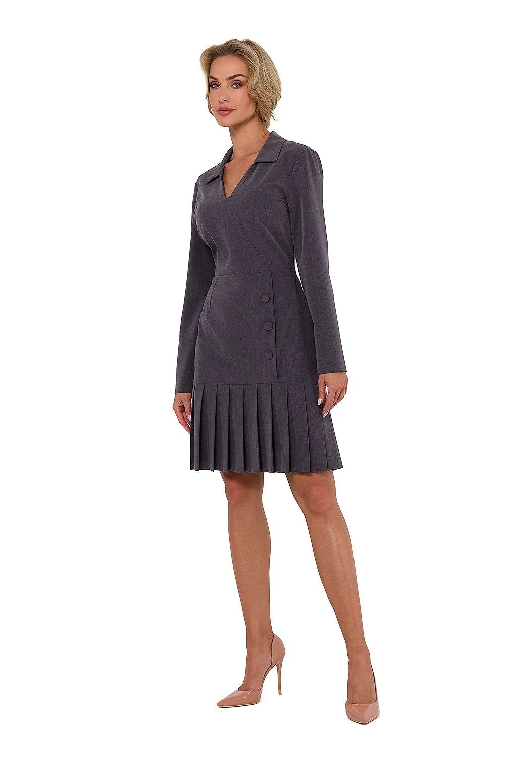 Robe de jour élégante pour femmes manches longues style structuré coupe ajustée finitions soignées