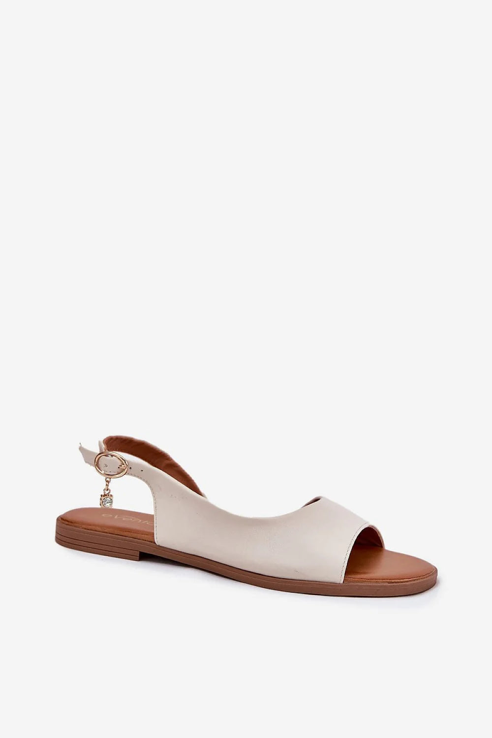 Sandales féminines en cuir artificiel style élégant minimaliste couleur crème talon bas ajustable confortable pour femmes occasions décontractées semi-formelles
