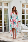 Robe de jour Roco Fashion asymétrique longue manches longues décolleté croisé tailleur femme été soirées occasionnels