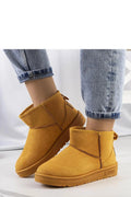 Bottes de neige pour femmes en simili cuir suédé beige ocre, style bottine courte, doublure fourrure, semelle caoutchouc