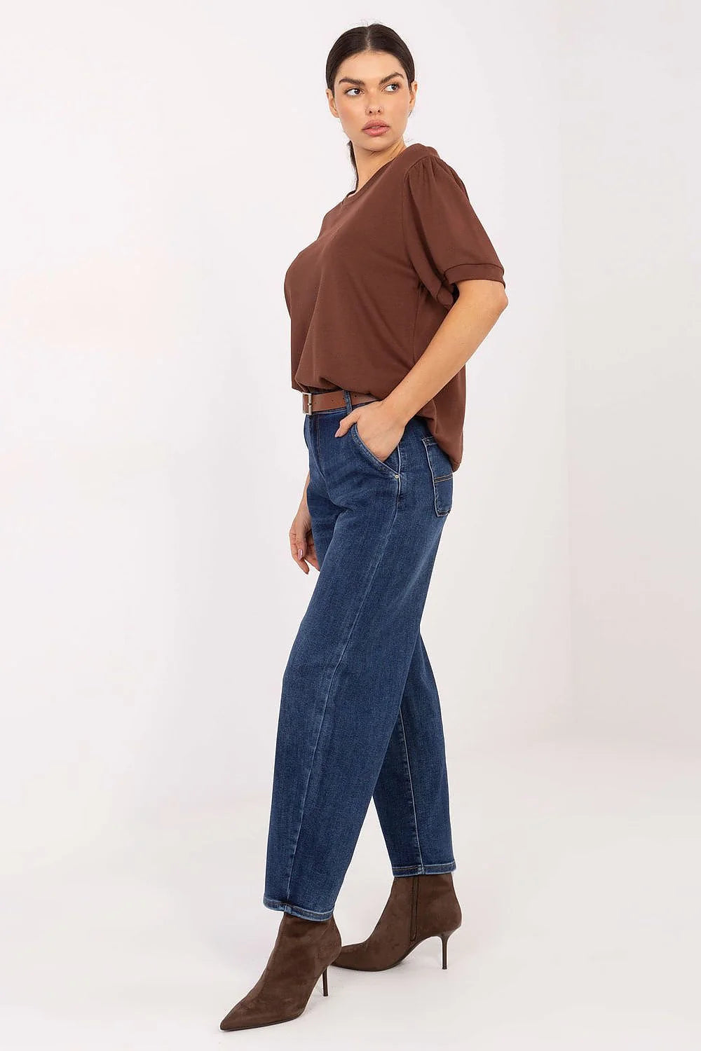 jean femme taille haute fuselé stretch confortable quotidien coton extensible polyester poches avant arrière fermeture éclair