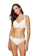 Soutien-gorge rembourré Gorteks design élégant dentelle microfibre couleur ivoire maintien optimal bretelles ajustables dos en tulle lingerie féminine
