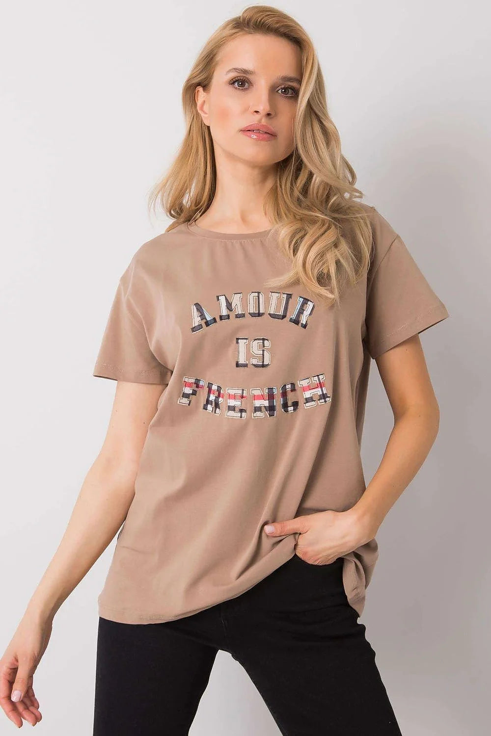 T-shirt femme Fancy design graphique audacieux coupe ample manches courtes encolure ronde