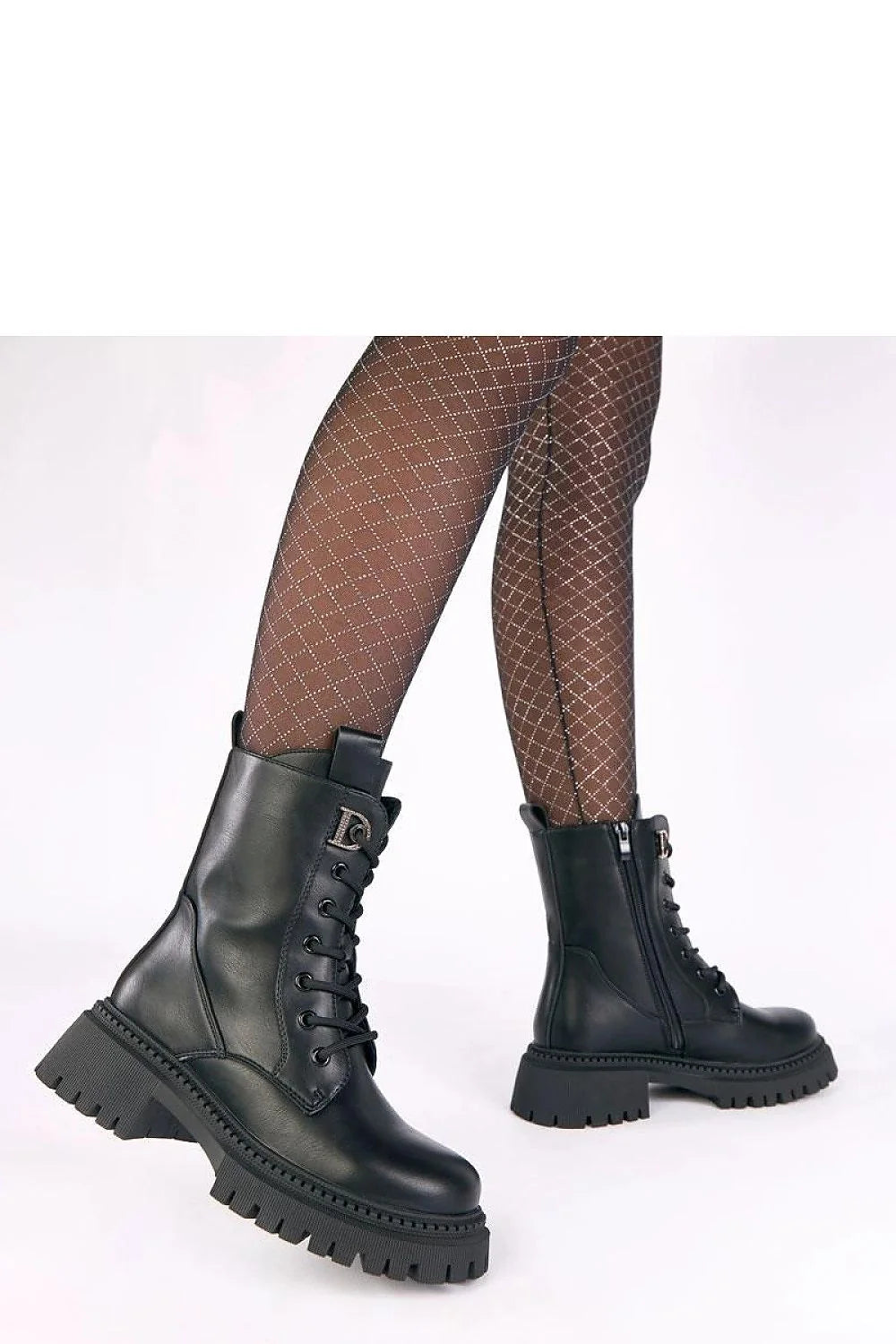 bottines motard cuir écologique noir lacées zircons brillants plateforme stable talon bloc semelle crantée bout rond fermeture éclair doublure chaude