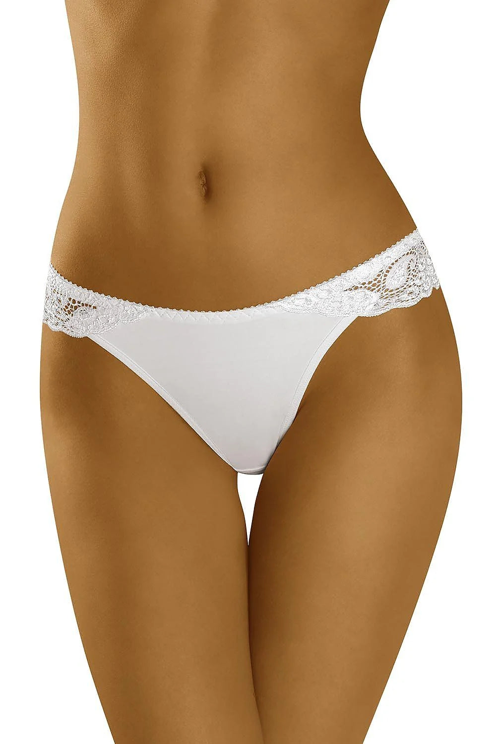 Culotte féminine élégante en dentelle blanche, coupe ajustée, taille basse, confortable, sexy