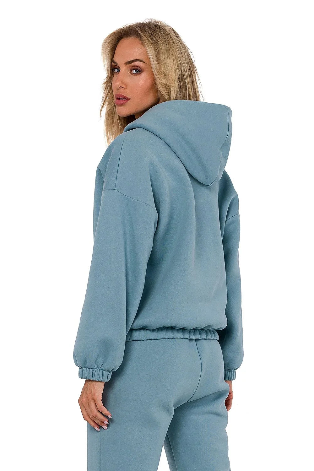 Sweatshirt pour femme en coton doux maille drapée style casual chic capuche élastique manches longues coupe ample