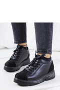 Baskets Solea femmes design moderne mixte sneaker bottine noire cuir synthétique suède lisse haute semelle compensée talon补偿é