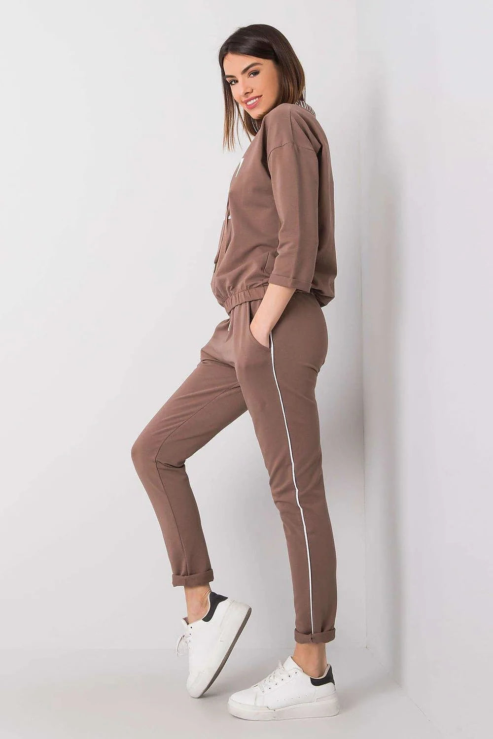 ensemble streetwear femme hoodie sweatshirt FACT gris anthracite molleton jersey extensible coton élasthanne pantalon slim ajusté capuche cordon