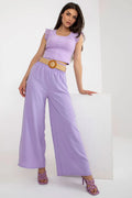 Ensemble femme robe courte et pantalon large en tissu doux couleur lilas style bohème chic