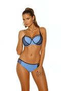 Maillot de bain deux pièces Marko bleu ciel noir détails filet push-up rembourré bretelles ajustables dos à agrafes culotte standard moderne élégant