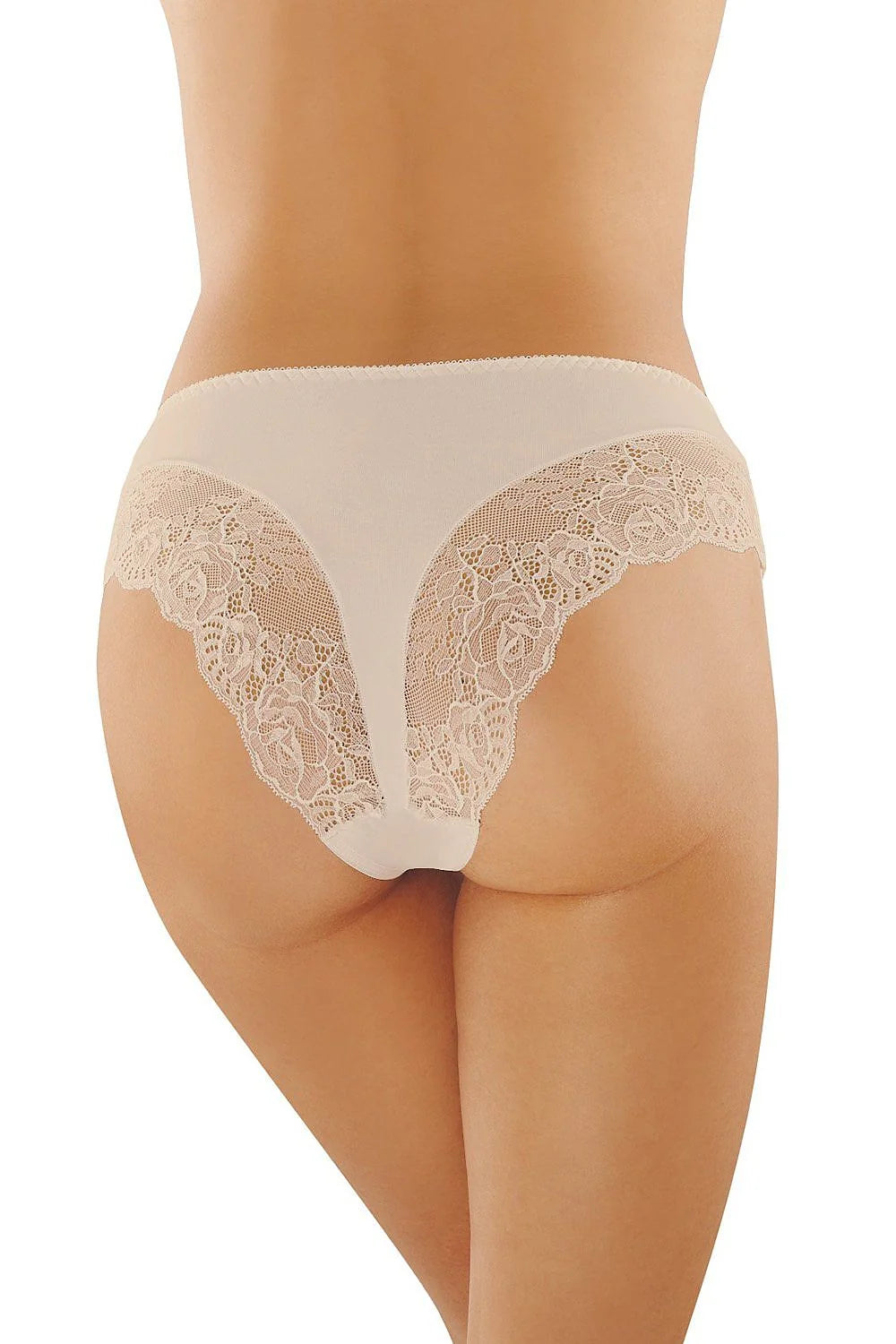 Culotte tanga Babell dentelle florale couleur blanc taille S M L XL femmes style élégant confortable matériau élasthanne polyamide