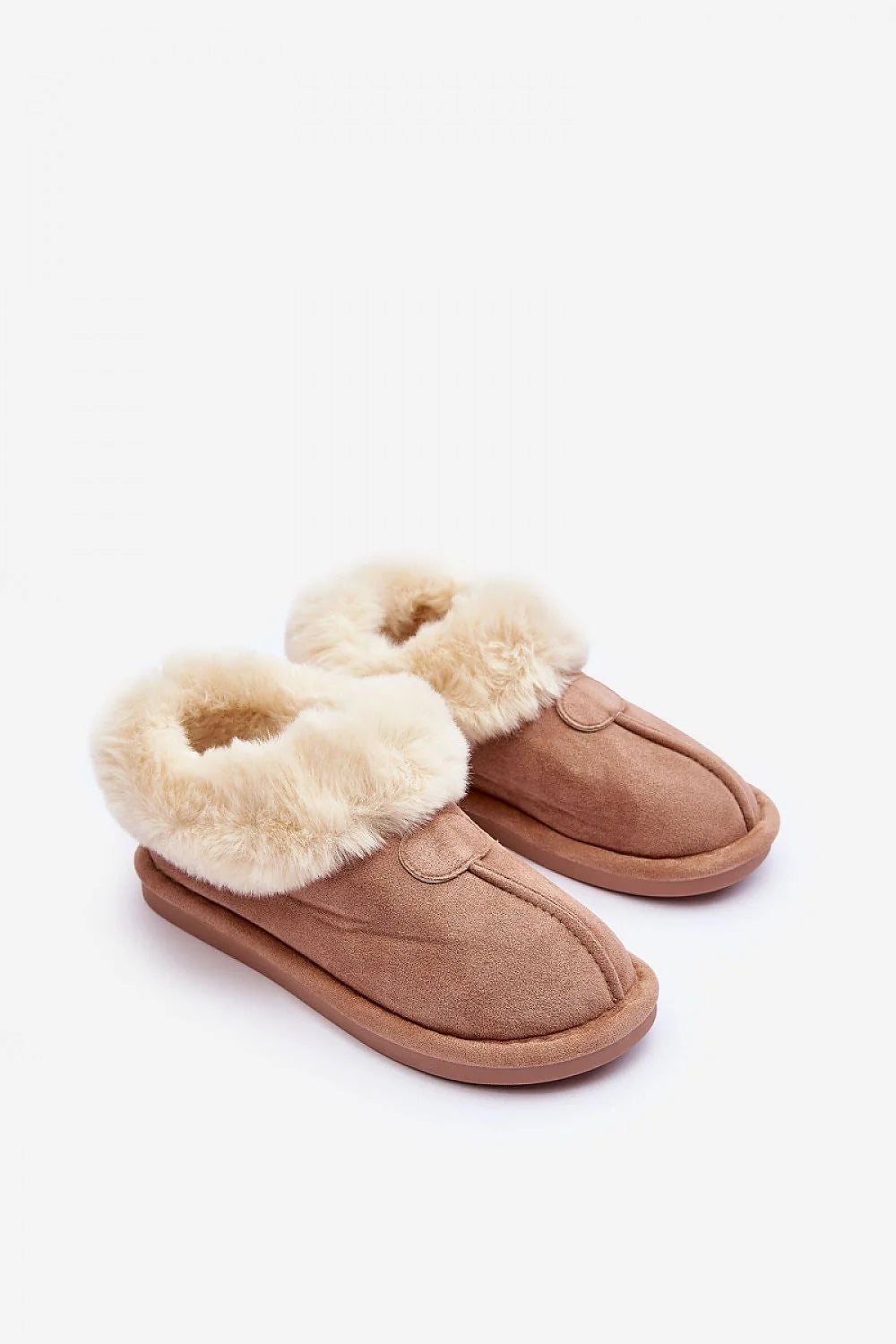 Pantoufles pour femme en cuir suédé écologique, fourrure intérieure, beige et crème, style élégant, confort maximal, intérieur doux, semelle antidérapante, idéal pour la maison, cocooning, design moderne