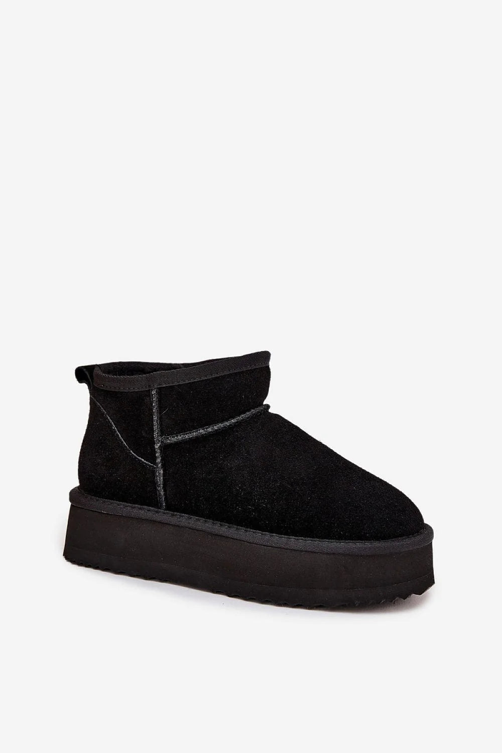 bottes neige femme Vinceza suède noir fourrure synthétique doublure semelle plateforme crantée caoutchouc tige9cm plateforme4cm bout rond légères confortables quotidiennes