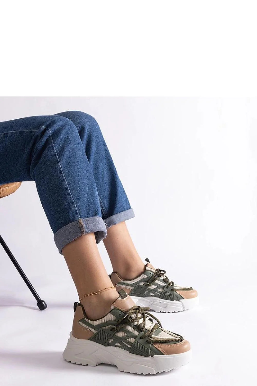 Baskets pour femmes style urbain beige kaki blanc cuir synthétique respirant confortable lacets ajustables