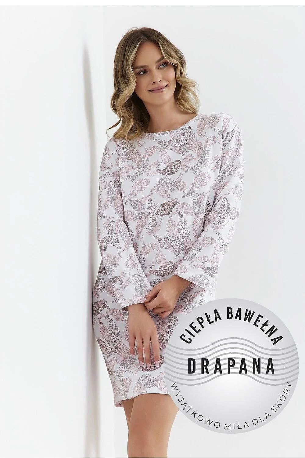 Chemise de nuit Cana moderne élégante manches longues en coton doux respirant pour femme