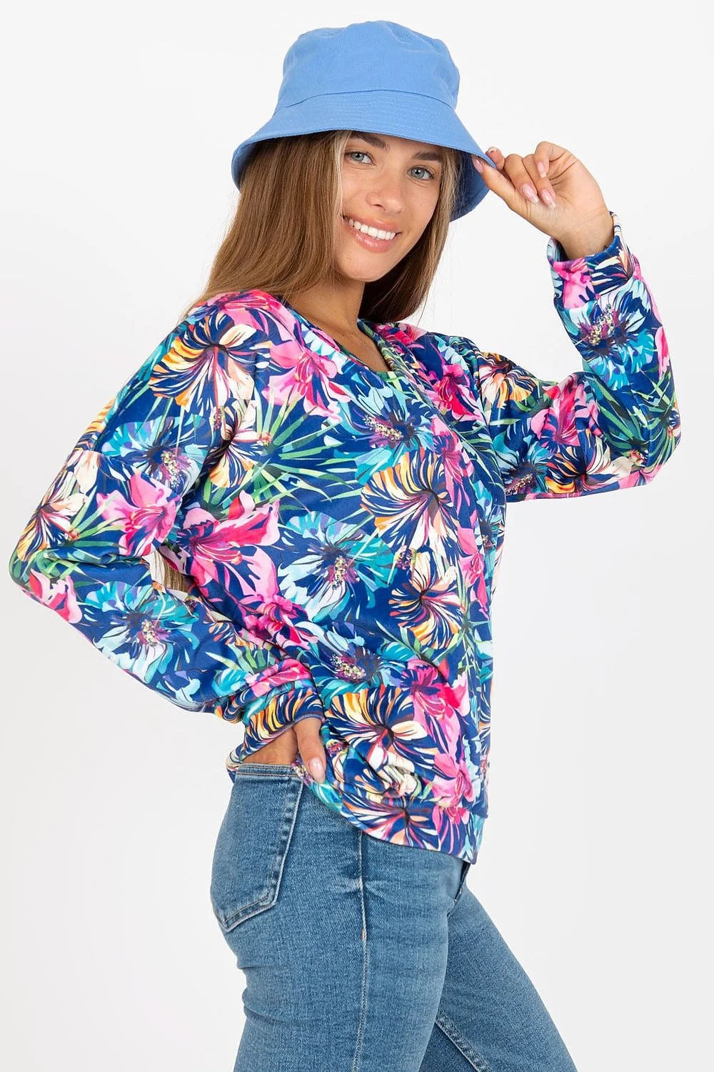 Chemisier femme style tropical floral coloré manches longues en velours elastane 10 viscose 90 pour été décontracté