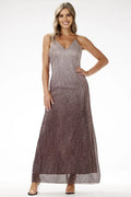 Robe longue élégante pour soirée sans bretelles effet ombré paillettes coupe ajustée décolleté V dos ouvert transparence fiançailles mariage nouvel an femme