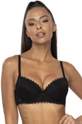 Soutien-gorge push-up noir à dentelle microfibre femme maintien subtil bretelles ajustables fermure dos noire
