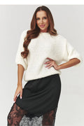 pull oversize maille bouclée boxy cocooning manches trois quarts encolure ronde doux moelleux structuré coupe ample