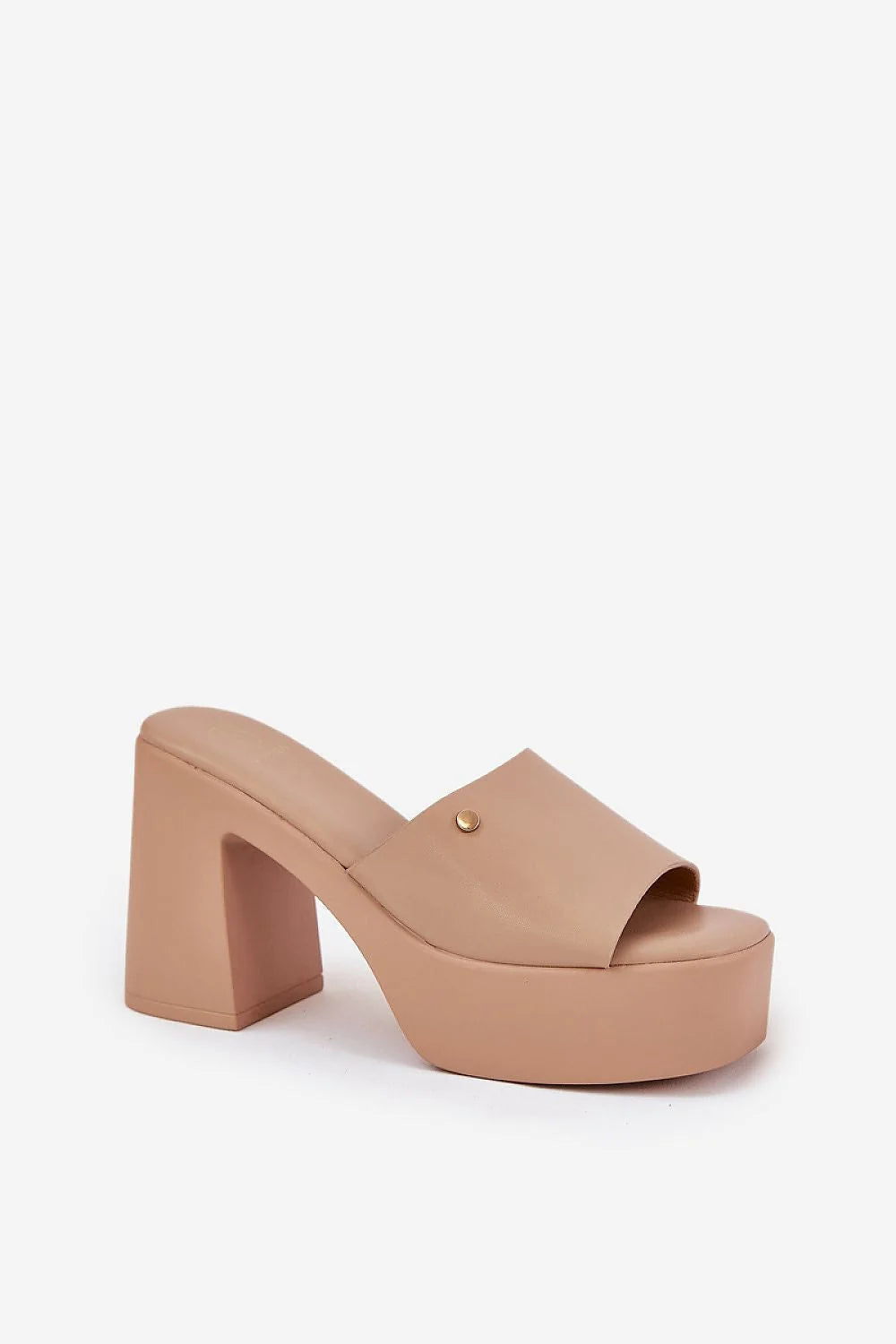 Mules à plateforme ouverte design contemporain cuir artificiel nude talon épais 10cm femme sandales été occasionnels