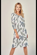 Chemise de nuit Taro pour femme, design élégant, motifs floraux, coton 100%, manches 3/4, encolure ronde,多 occasions, mode